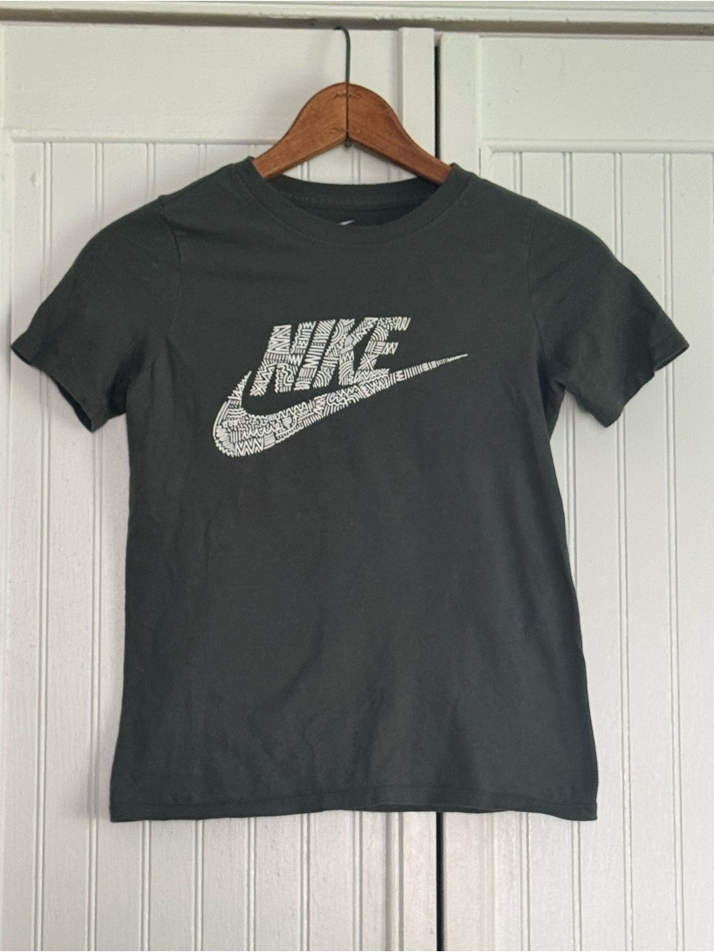 Nike Black Short Sleeve Tee with White Logo - Kids